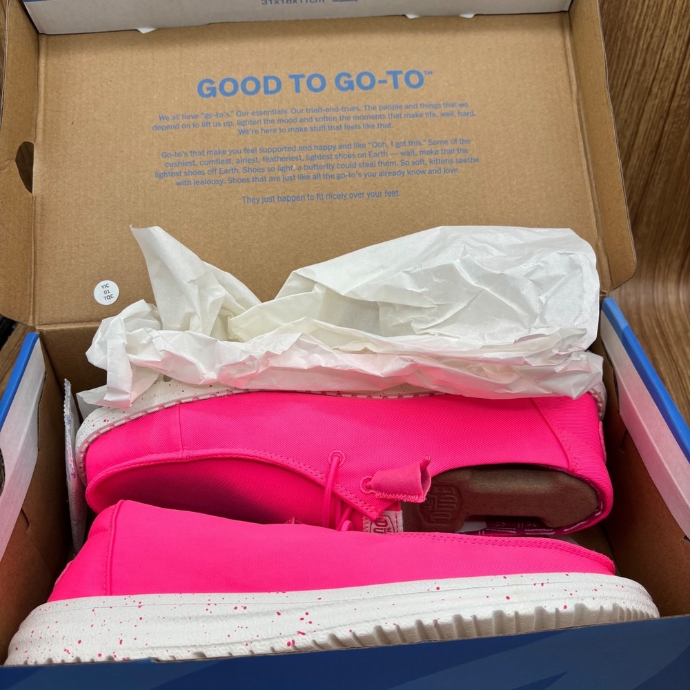 Hey Dude Wendy Stretch Canvas Womens Size 8 Neon Pink New Speckled Sole Loafers - Picture 4 of 6